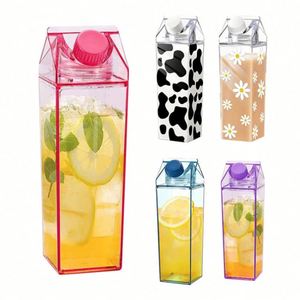 Bouteilles de jus en plastique de luxe transparentes carrées avec logo personnalisé 500 ml 750 ml 1000 ml, design luxueux pour eau, lait, jus - Product Image 1