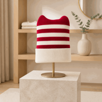 Bonnet tricoté à rayures rouges et blanches avec oreilles de chat de dessin animé, personnalisable avec logo, vente en gros d'usine OEM, bonnet chaud et tendance pour fille, idéal pour l'hiver