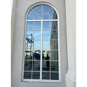 Fenêtres françaises fixes à arceaux, à grille métallique fine noire, grandes fenêtres panoramiques, fenêtre à battants à cadre en aluminium - Product Image 6
