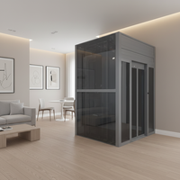 Ascenseur domestique moderne avec contrepoids arrière, cabine en verre, pour villa familiale