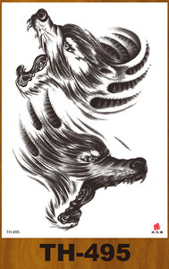 Venta caliente de moda Sexy Hungry Fierce Wolf Art colorido personalizado medio <span class=keywords><strong>brazo</strong></span> arte corporal impermeable <span class=keywords><strong>tatuaje</strong></span> temporal pegatinas - Product Image 4