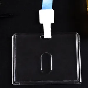 Eco Friendly Crystal acrylic Id Card Badge Holder Rigid Plastic Business Card Holder Card Sleeves Custom