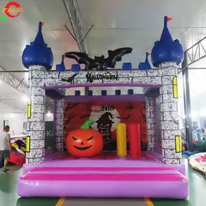 Venta caliente 4x4m Halloween inflable rebote al aire libre calabaza Castillo para la venta