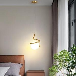 Decorazione della casa nordica luce pendente a spirale LED soffitto alto lampade a sospensione per comodino illuminazione nero bianco <span class=keywords><strong>oro</strong></span> <span class=keywords><strong>paralume</strong></span> in vetro - Product Image 3