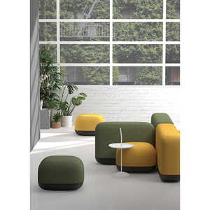 Conjunto de Muebles de Oficina Modernos y Coloridos, Otomana Colaborativa con Asiento de Tela, para Recepción, Escuela, Biblioteca, Casual, Extensible - Product Image 1