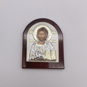 Icona Ortodossa in Tono Dorato di Gesù <span class=keywords><strong>Cristo</strong></span> e Vergine Maria, Placca Religiosa da Parete in Alluminio su Pannello MDF per Casa - Product Image 3