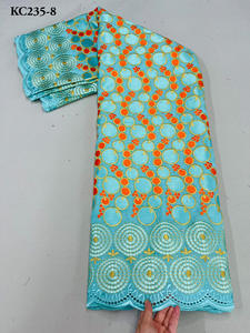 ผ้าบาซินแอฟริกันราคาถูก พร้อ<span class=keywords><strong>ม</strong></span>ผ้าลูกไม้เนื้อวอยล์ สำหรับตัดเย็บเสื้อผ้า ผ้าฝ้าย 100% 5 หลา - Product Image 5