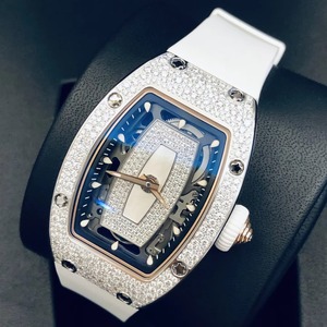 Montre mécanique de luxe haut de gamme 0701 sertie de diamants, cadran évidé, motif ciel étoilé, pour banquets et soirées féminines - Product Image 1