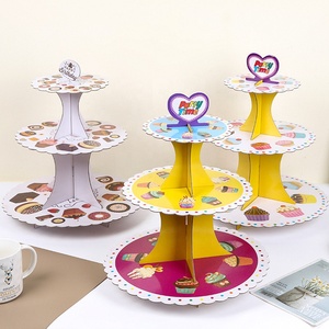 Rak Pajangan Kue Kertas Sekali Pakai 3 Tingkat dengan Kantong Opp untuk Dekorasi Pesta Ulang Tahun - Product Image 1