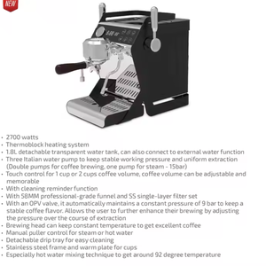 Cafetera Espresso Semiautomática Italiana 3 en 1 de Acero Inoxidable, 15 Bares, Sistema de Agua Caliente de 1.8L, 2700W, Ideal para Hoteles - Product Image 4