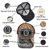 Gorra Trucker Snapback de 6 Paneles con Logotipo 3D de Metal Estilo Western, Casual y Moderna, de Mezclilla, Lona, Encaje, Malla de Jersey, para Pesca, Playa y Actividades al Aire Libre