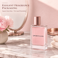 Flacon de parfum en verre plat avec bouchon et boîte, 25 ml 50 ml 100 ml, emballage de parfum vide