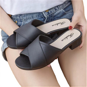 Sandalias de tacón alto de verano para mujer con medias pantuflas gruesas envueltas, diseño de plataforma de cabeza de punta a la moda, recién llegado - Product Image 3