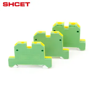 Sak Ek 2.5/35 grounding wire terminal block mounted din rail with spring screw earth electrical panel connector green yellow