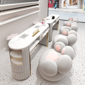 <b>Nail</b> Salon <b>Table</b> and Chairs Wholesale Set Combination of Modern Manicure <b>Table</b> Special Economic <b>Nail</b> <b>Table</b> Light Luxury Style - Product Image 1