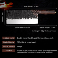 50Cr15 Mov Dubbele Paard Hand Gesmeed Chinese Keuken Mes Gesneden Vlees Groenten Vis En Fruit Keukenmessen Wenge Handvat
