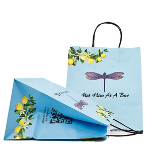 Light Blue Full <strong>Print</strong> <strong>Bag</strong> Lemon Fruit Design Tote Floral Pattern Carrier Butterfly Insect Art <strong>Bag</strong> Romantic Text <strong>Bag</strong> - Product Image 1