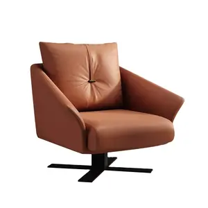 Sedia moderna in pelle, sedia girevole per il tempo libero per soggiorno, Hotel accento sedie semplice divano singolo con braccioli