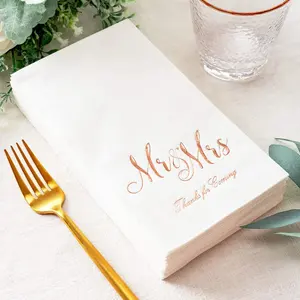 Serviettes de table Mr & Mrs Serviettes de table de mariage en or rose Décorations de dîner de répétition de mariage en or rose élégantes