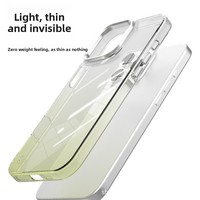 Coque de protection style Ins en cristal dégradé, dos intégral en PC teinté, boutons souples en PC sur 4 côtés, conception anti-chute, antichoc par injection