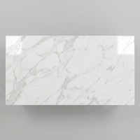 Table basse en marbre blanc à motif géométrique créatif avec structure en acier à motif nid d'abeille