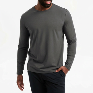 T-shirt à manches longues pour homme, couleur unie, tricoté, col rond, coupe ajustée, vêtements décontractés - Product Image 5