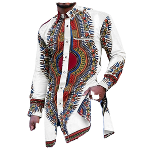 Camisa Transpirable de Poliéster Hecha a Mano con Estampado Tribal <span class=keywords><strong>Africano</strong></span> <span class=keywords><strong>para</strong></span> Hombre, Corte hasta el Tobillo, Bordado Étnico, Patrones Vibrantes - Product Image 1