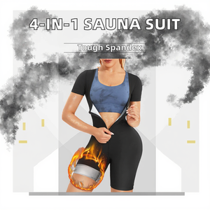 Combinaison de sudation 4 en 1 pour <span class=keywords><strong>femme</strong></span> avec short, effet sauna pour l'entraînement à domicile - Product Image 3