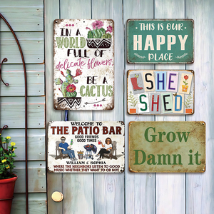 Juego de Letreros Metálicos Variados para Decoración del Hogar, Estilo 'Be a Cactus Happy Place', para Patio, Bar, Jardín, Arte Mural - Product Image 2