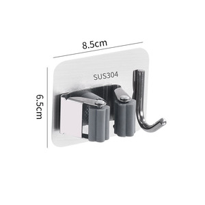 Support de balai et de serpillière mural sans perçage en acier inoxydable 304 pour cuisine et salle de bain, <span class=keywords><strong>rangement</strong></span> domestique - Product Image 4