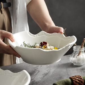 Nouveauté Céramique Plat À Soupe Irrégulier Cassé Conception Blanc Porcelaine Bol Ramen Nouilles Fruits Salade Bols Restaurant <span class=keywords><strong>Vaisselle</strong></span> - Product Image 3