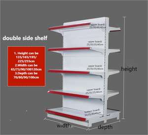 מדפי תצוגה כבדים מפלדה לחנות מכולת/סופרמרקט, מדפים אחוריים חזקים בעלי צד אחד בלבד - Product Image 3