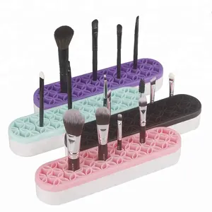 Factory Supply Make Up Brush Drying Rack Brushes Display Shelf Beauty Cosmetics Silicone Brush Case