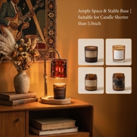 Lampe chauffe-bougie électrique sans flamme à hauteur réglable, abat-jour en verre ambré, base en bois, pour chambre et décoration intérieure – Vente directe usine