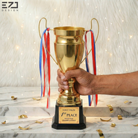 Trophée de championnat EZD populaire plaqué argent avec impression UV, coupe personnalisée brillante or et argent, grands trophées sportifs en métal, récompenses