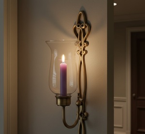 Applique murale en laiton vieilli de qualité supérieure, géométrique contemporain, durable, en verre, luminaire mural, décoration intérieure, entrée, intérieur, Diwali - Product Image 2