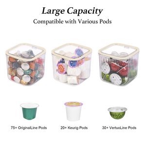 <b>Small</b> Plastic Food <b>Storage</b> Organizer Bins Coffee Pod Holder Lid with Kitchen Cabinet Organization Pantry Kitchen Cabinet - Product Image 5