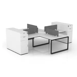 맞춤형 현대 컴퓨터 사무실 가구 리프팅 책상 테이블 4 인용 파티션 칸막이 사무실 워크 스테이션