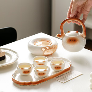 Juego de Té de Cerámica con Diseño de Gato Siamés, Taza, Bandeja y Tetera - Regalo para el Hogar, Oficina o Recepción - Product Image 4