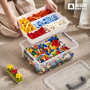 Caja de Almacenamiento Transparente de Plástico JX con Tapa, Capacidad de 10L, Portátil, para Juguetes y Legos de Niños - Product Image 2