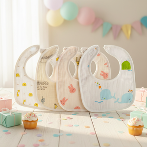 Bavoir en mousseline de coton pour bébé, en forme de fleur, double couche, ultra doux, absorbant, pour nouveau-nés, personnalisé, respirant, léger - Product Image 1