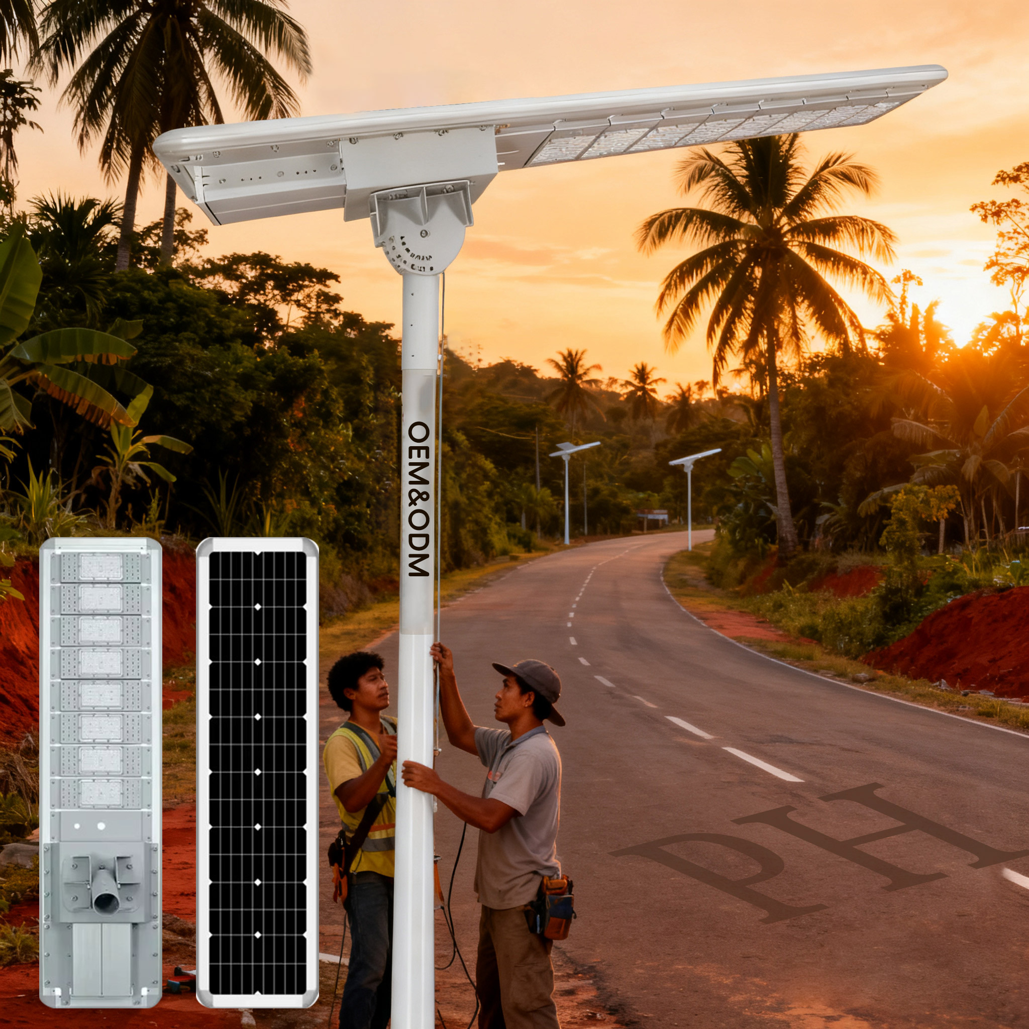 Aluminum 300w 400W 100w 60w Ip65 150w Super Bright Municipal Inbuilt Batteries All in One Outdoor Solar Led Street Light