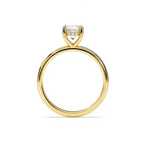 Anillo de Diamante Cultivado en Laboratorio, Talla 7, Anillo de Compromiso, Oro Amarillo, 1 Quilate, Oro Real de 14k, Corte Redondo, Anillo de Bodas, Certificado GIA, para Mujer - Product Image 2