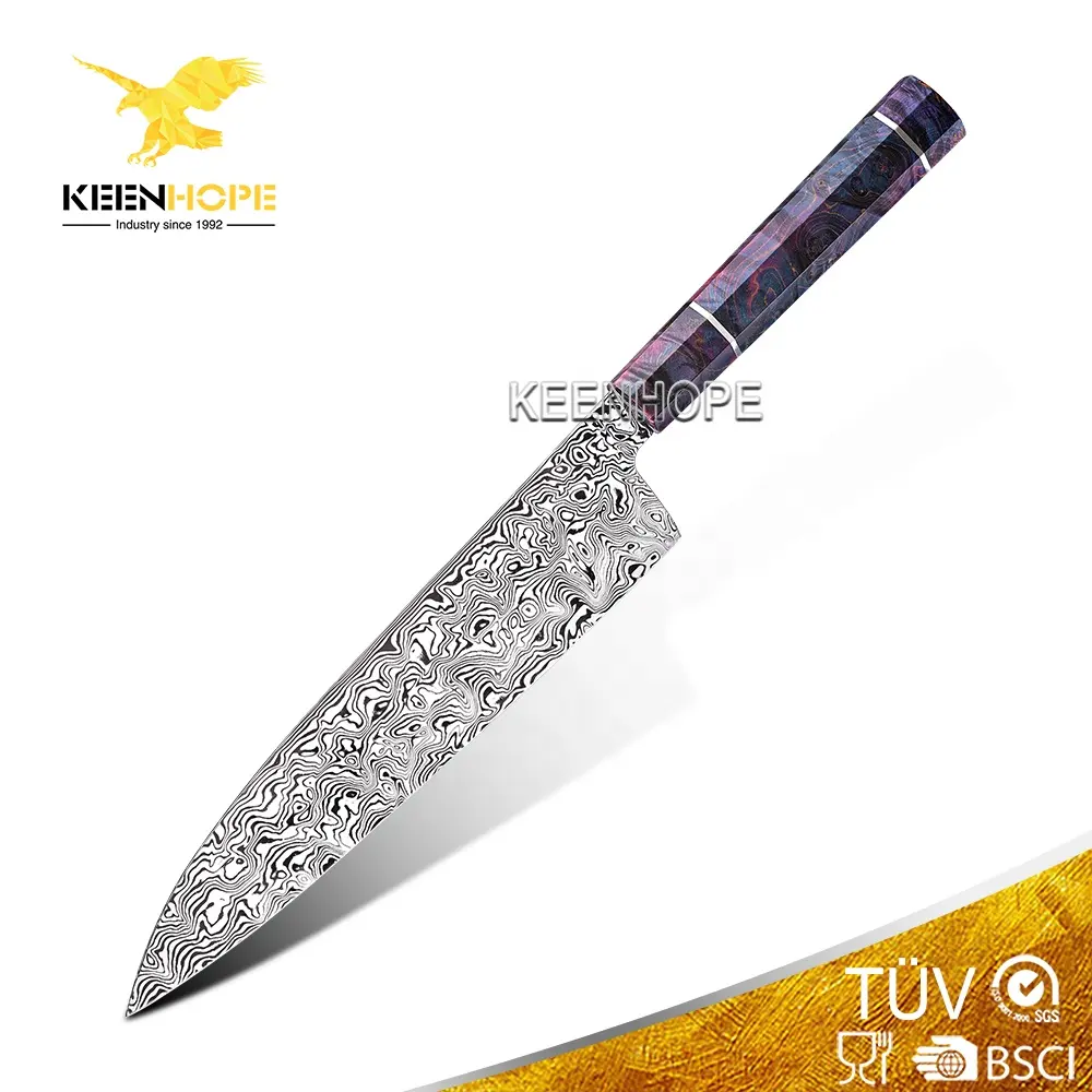 Luxury Damascus Knife 8 Inch Chef knife Sweden Damasteel RWL34 Powder Steel WIth Stabilized Handle Top Quality Collection Knives