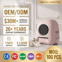 OEM Bac à litière pour chat rond en ABS, 72L, électrique, intelligent, autonettoyant rapide, désodorisant, grande capacité, avec contrôle à distance par application