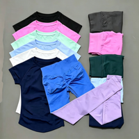 Ensemble de sport 2 pièces BQ pour femme : haut court sans couture à manches longues et legging de yoga, idéal pour la gym et l'entraînement