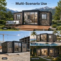 Maisons conteneurs modulaires préfabriquées pliables en acier à double aile extensible, portables et à faible coût