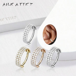 Xinfocus 다이스 귀걸이 연골 소라 나선 귀걸이 후프 클리어 CZ 힌지 세그먼트 <span class=keywords><strong>316L</strong></span> 외과 용 스틸 바디 피어싱 쥬얼리 - Product Image 3