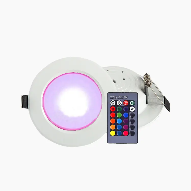 Lâmpada de teto RGB colorida LED embutida com controle remoto e luz de teto