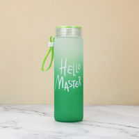 Bouteille d'eau en verre dépoli coloré dégradé personnalisable sans BPA de 400 ml pour le sport, la gym, les voyages, portable et pour l'extérieur, OEM